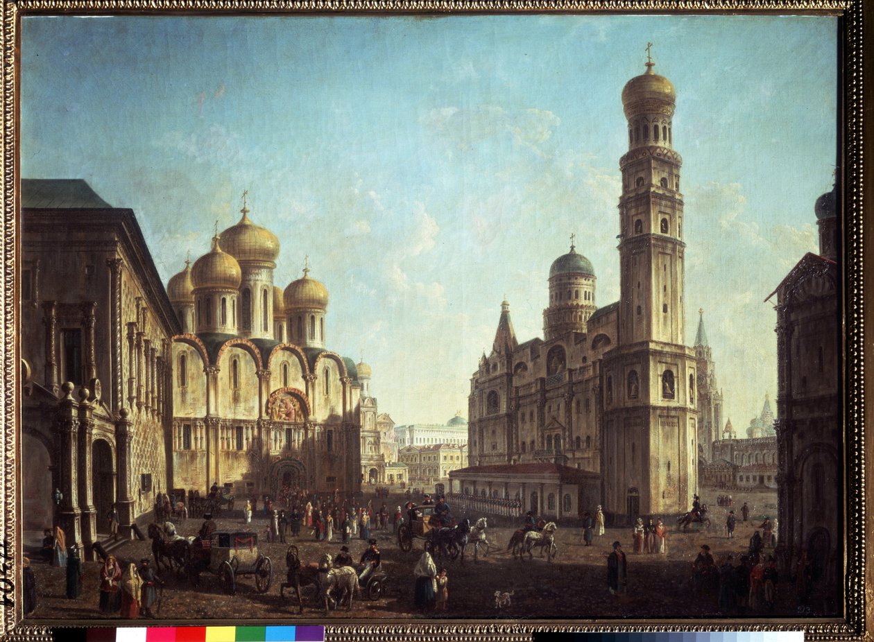 Plac Katedralny na Kremlu. Obraz Fiodora Jakowlewicza Aleksiejewa (1753-1824). Olej na płótnie, 81,5 x 112 cm. Rosyjski klasycyzm artystyczny. Państwowa Galeria Tretiakowska, Moskwa. autorstwa Fyodor Yakovlevich Alexeev