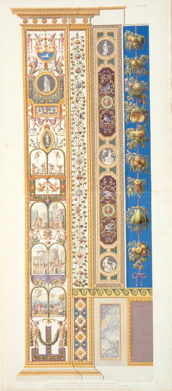 Panel z loggii Rafaela w Watykanie, z „Delle Loggie di Rafaele nel Vaticano”, grawerowany przez Giovanniego Ottavianiego (ok.1735-1808), opublikowany ok.1772-77 (ręcznie barwiony grawerunek) autorstwa G. and Camporesi, P. Savorelli
