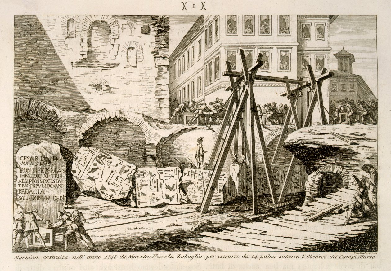 Urządzenie wynalezione przez Nicola Zabaglia w 1748 roku do podnoszenia Obelisku na Polu Marsowym, który znajdował się 14 rąk pod ziemią autorstwa G. Balzar