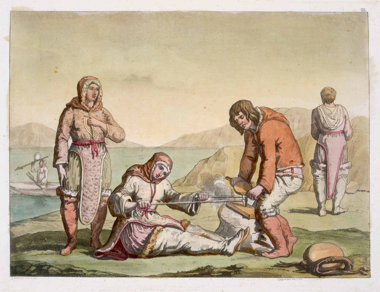 Eskimosi, 1817 (kolor grawerowany) autorstwa G. Bramati