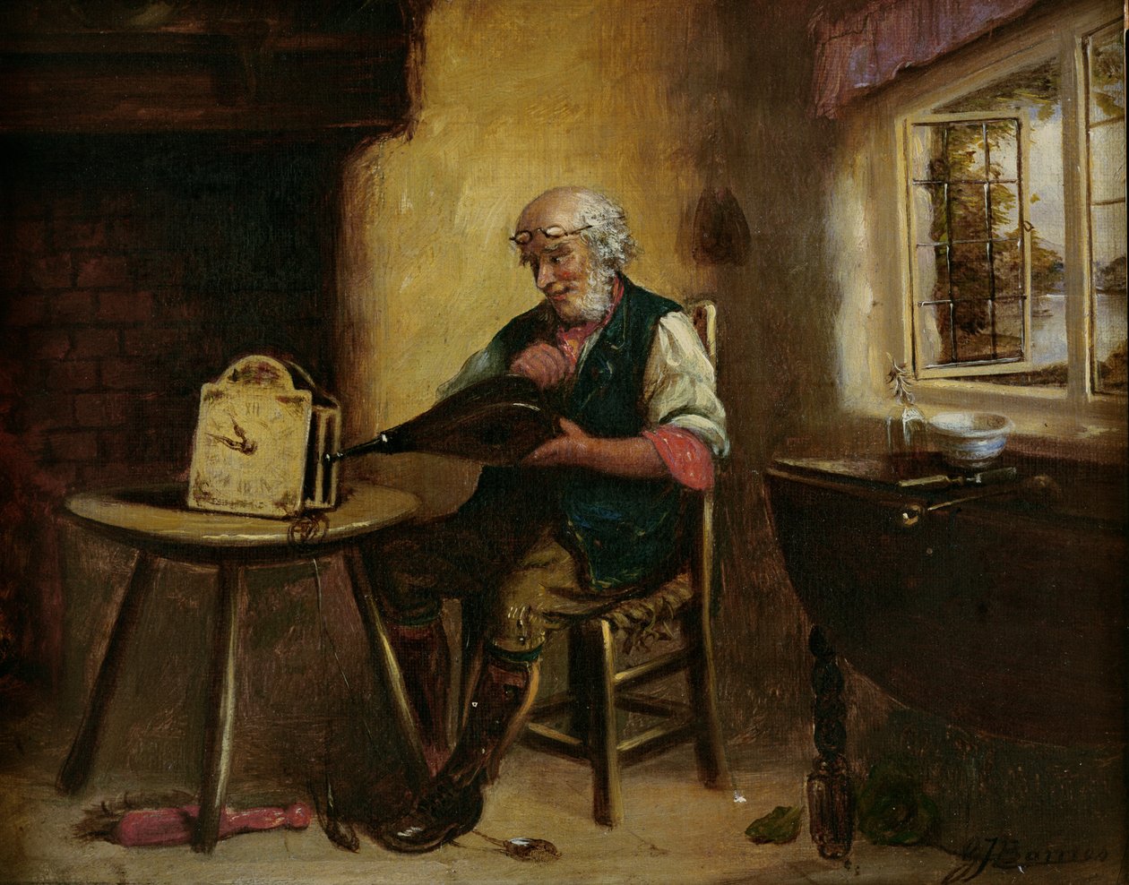 Czyszczenie zegara, 1880 autorstwa G. J. Barnes