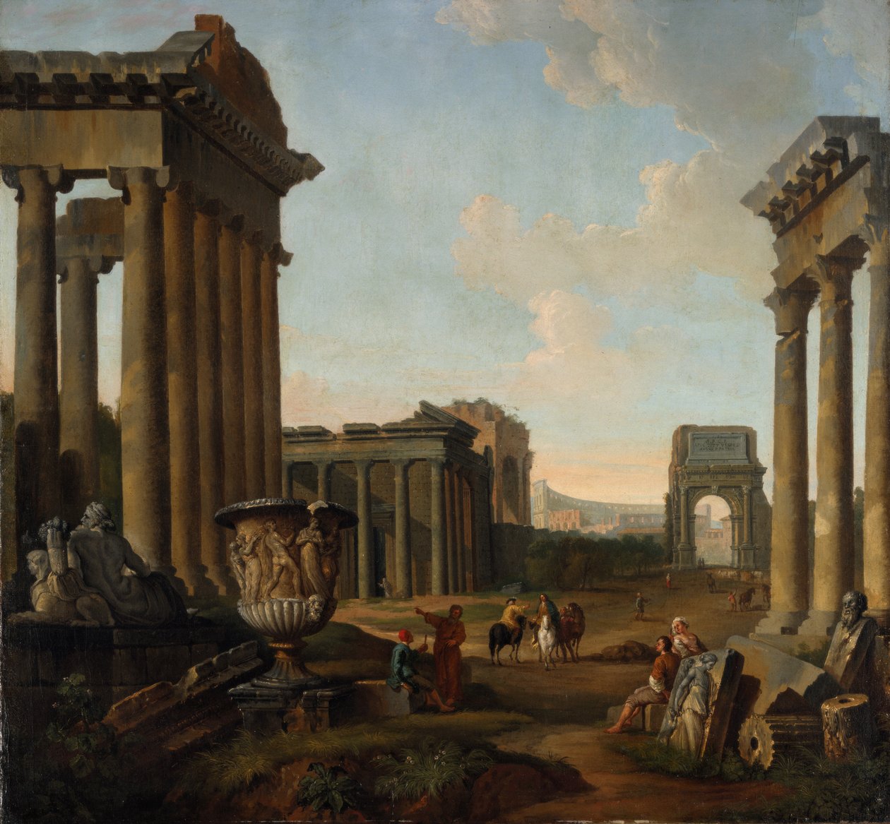 Postacie wśród Capriccio ruin autorstwa Giovanni Paolo Pannini