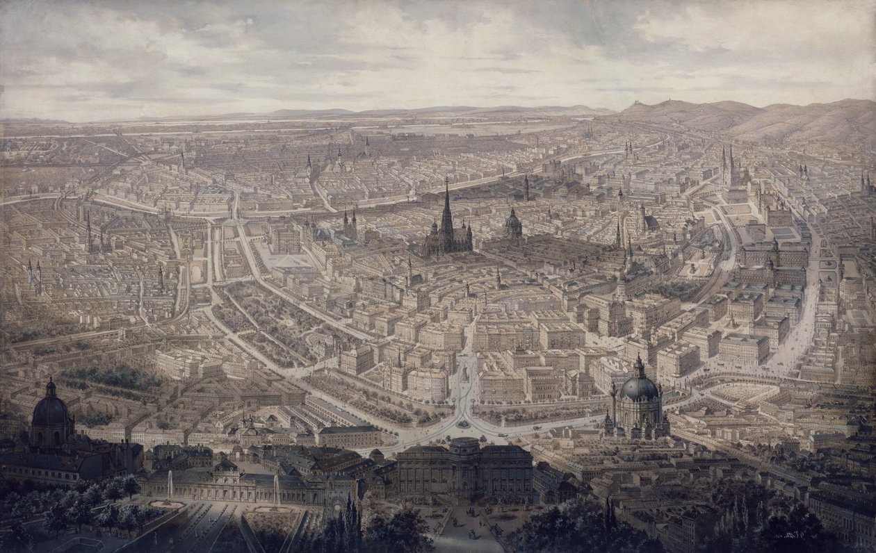 Widok na Wiedeń, ok.1860 autorstwa G. Veitto