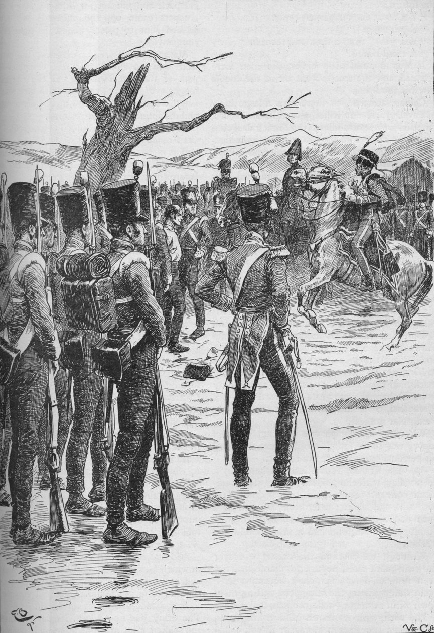 Huzar wdarł się z wiadomością, że wróg nad nami!, 1895, 1902 autorstwa GB