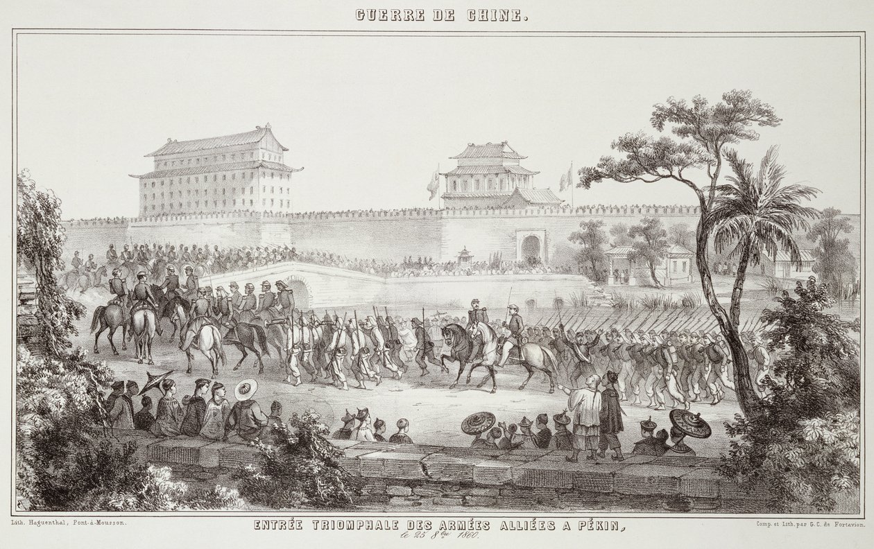 Triumfalny wjazd armii alianckich do Pekinu, 25 października 1860, z wojny w Chinach, 1862 autorstwa G.C. de Fortavion