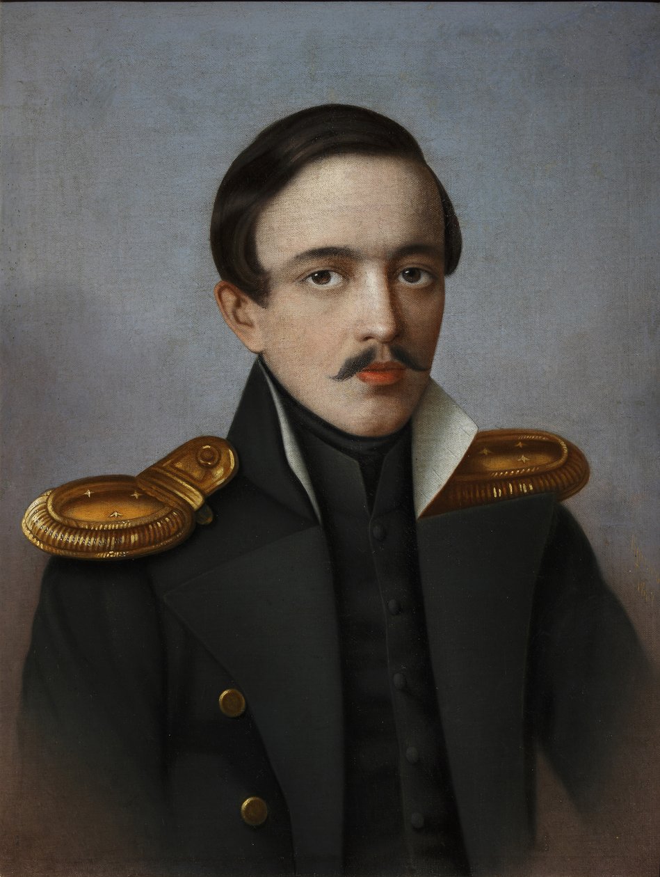 Portret poety Michaiła Lermontowa 1814-1841, 1887 autorstwa G.F. Krylov
