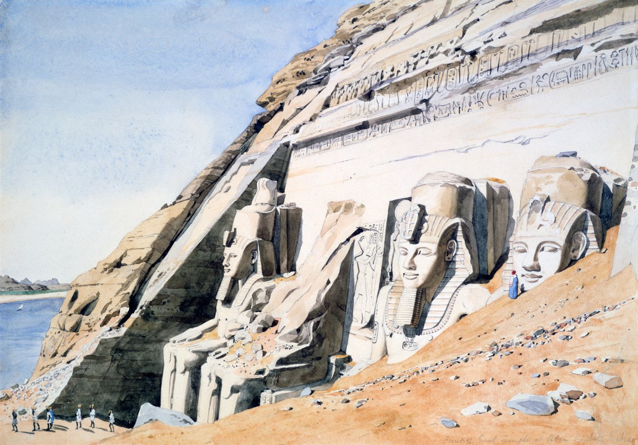 „Front Wielkiej Świątyni w Abu Simbel”, Egipt, c1845 autorstwa GF Weston