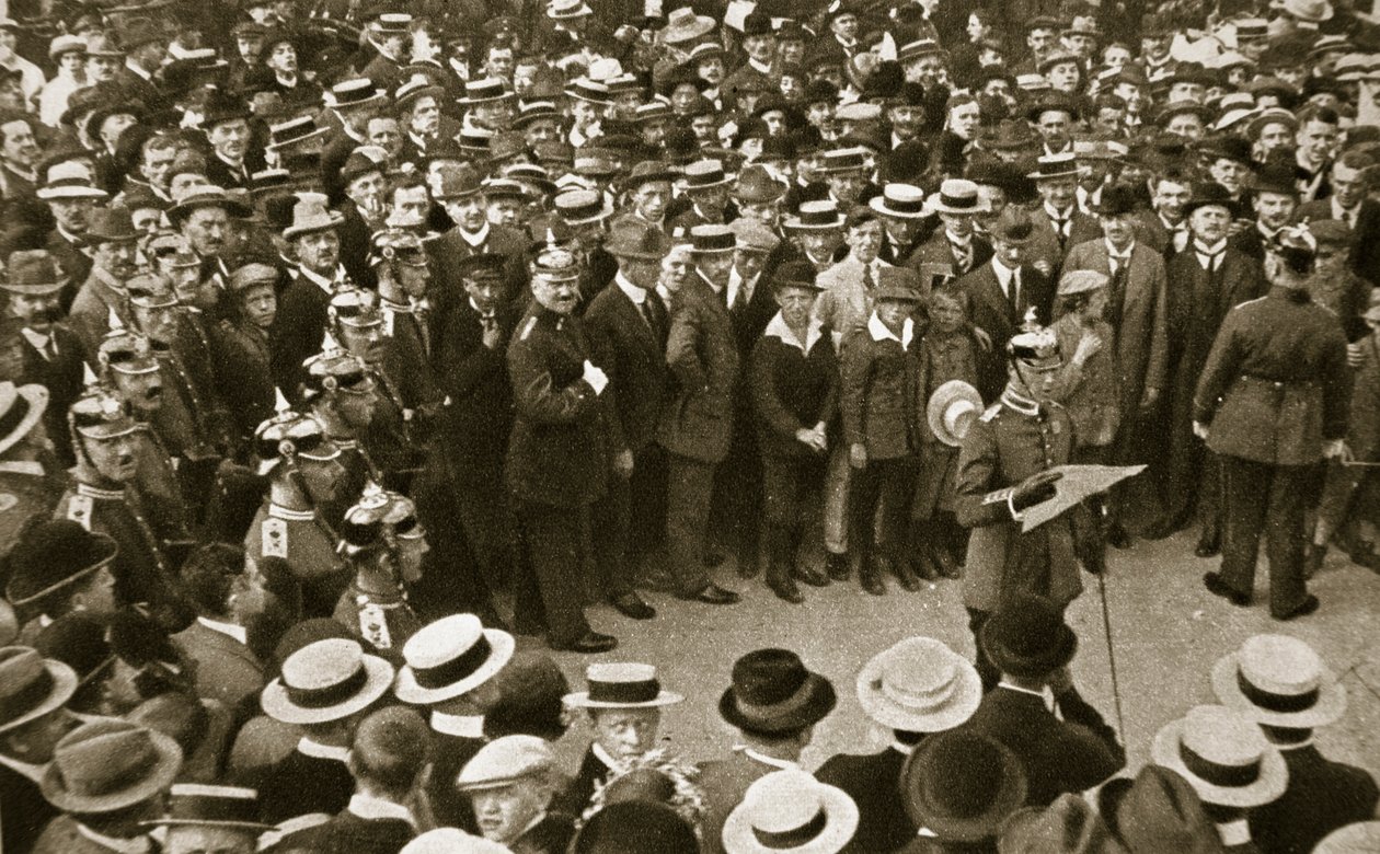 Odczytanie proklamacji kajzera o wojnie, Berlin, Niemcy, 4 sierpnia 1914 r autorstwa GPA
