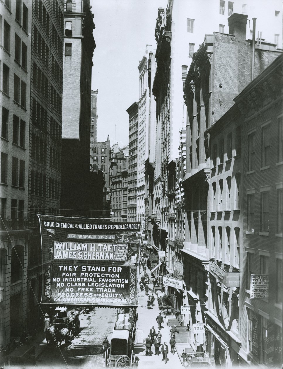 Taft i Sherman Banner na Maiden Lane, Nowy Jork, 1908 autorstwa G.P. Hall und Sohn