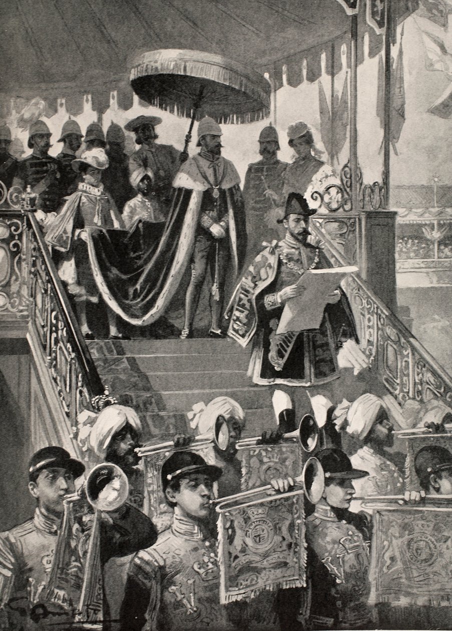Pierwsza proklamacja Indyjskiego Tytułu Imperialnego Korony Brytyjskiej w Delhi, w Nowy Rok 1877, z "The Illustrated London News", 1902 autorstwa G.S. Amato