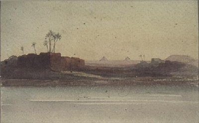 Pierwszy widok piramid z Nilu w pobliżu Kairu autorstwa G.S. Cautley