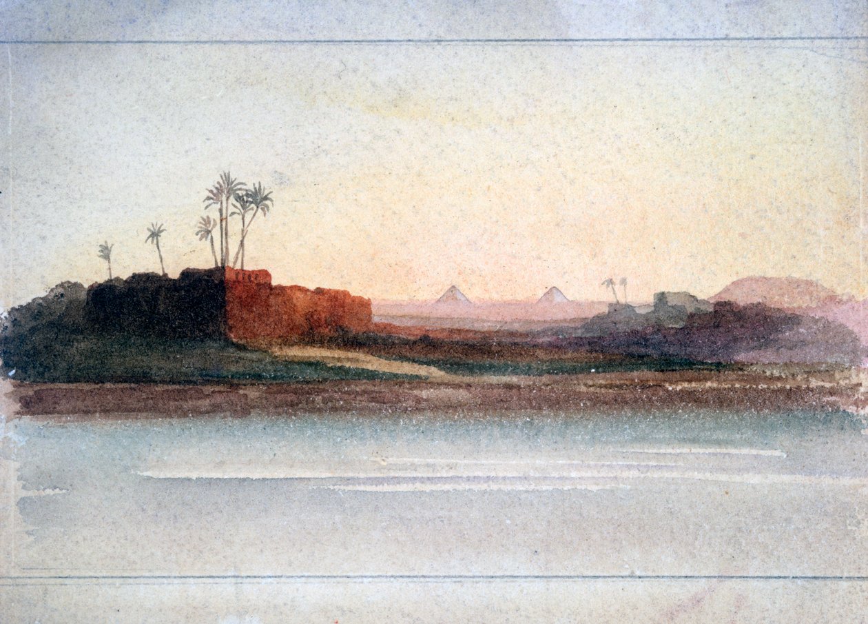 „Piramidy z Nilu, Kair”, Egipt, XIX w. autorstwa GS Cautley