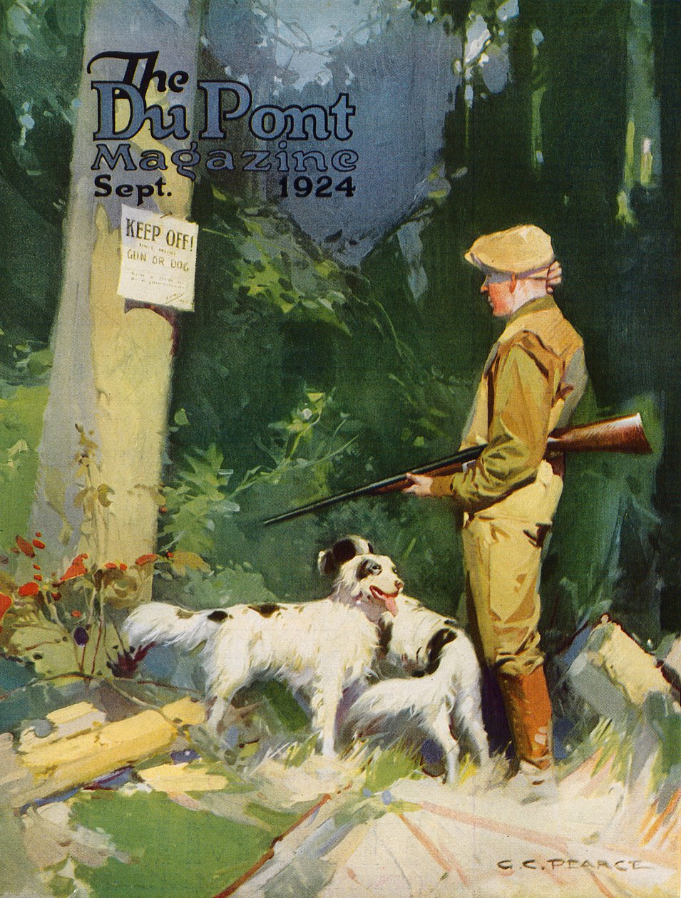 Posiadłość łowiecka wysłana, okładka „DuPont Magazine”, wrzesień 1924 autorstwa G. C. Pearce