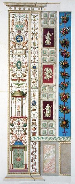 Panel z loggii Rafaela w Watykanie, z „Delle Loggie di Rafaele nel Vaticano”, grawerowany przez Giovanniego Ottavianiego (ok.1735-1808), opublikowany ok.1772-77 (ręcznie barwiony grawerunek) autorstwa G. and Camporesi P. Savorelli