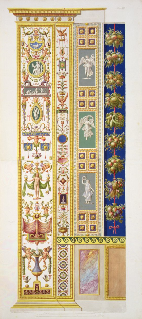 Panel z loggii Rafaela w Watykanie, z „Delle Loggie di Rafaele nel Vaticano”, grawerowany przez Giovanniego Ottavianiego (ok.1735-1808), opublikowany ok.1772-77 (ręcznie barwiony grawerunek) autorstwa G. and Camporesi P. Savorelli