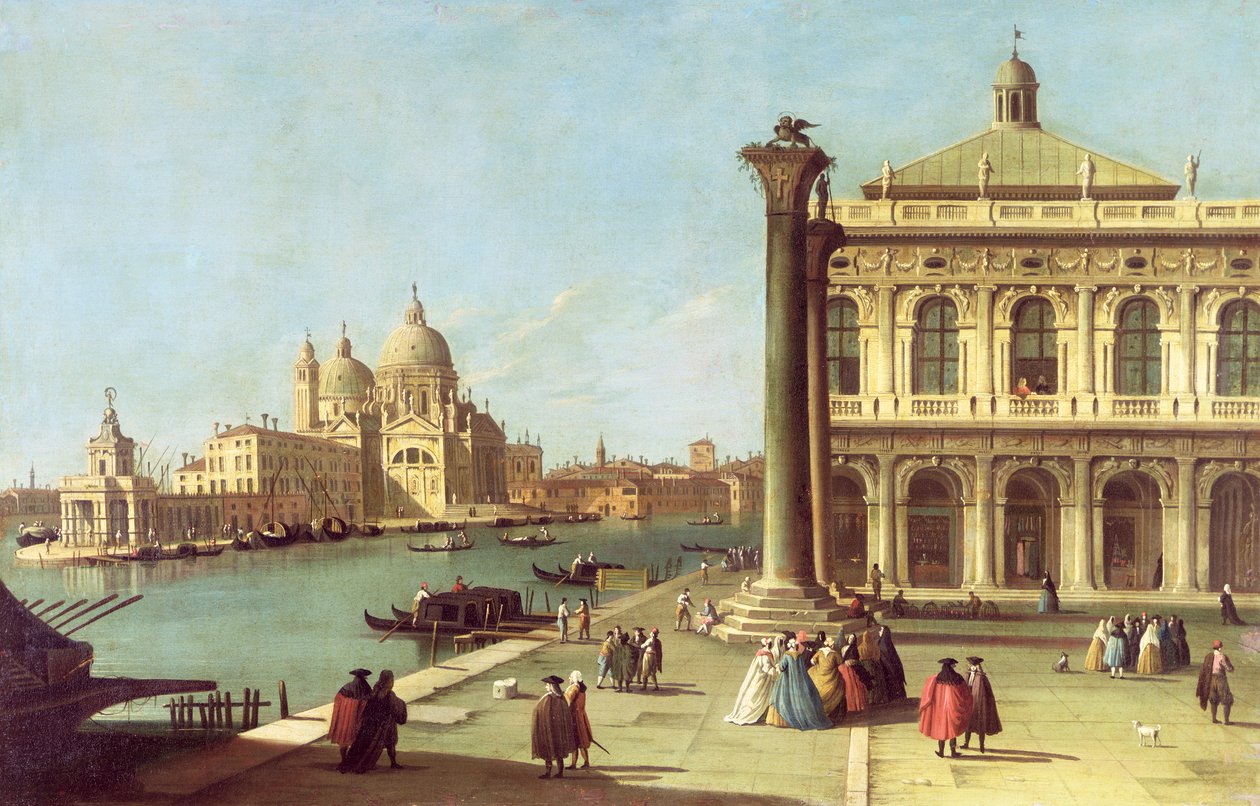 Wejście na Canal Grande, Wenecja, z Piazzetta i kościołem Santa Maria della Salute autorstwa G. Canaletto