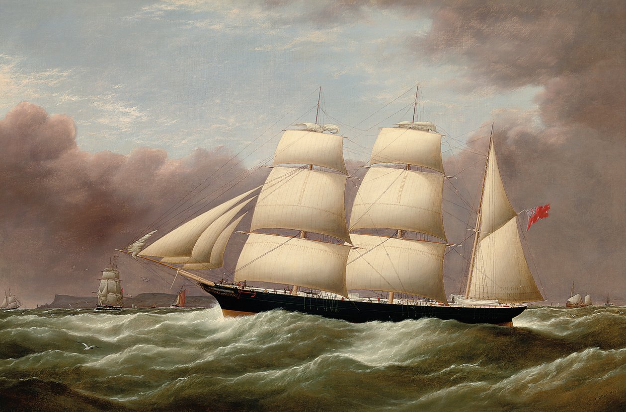 Barek Alfred Hawley off the Skerries w drodze do Liverpoolu, 1860 autorstwa G. Dell