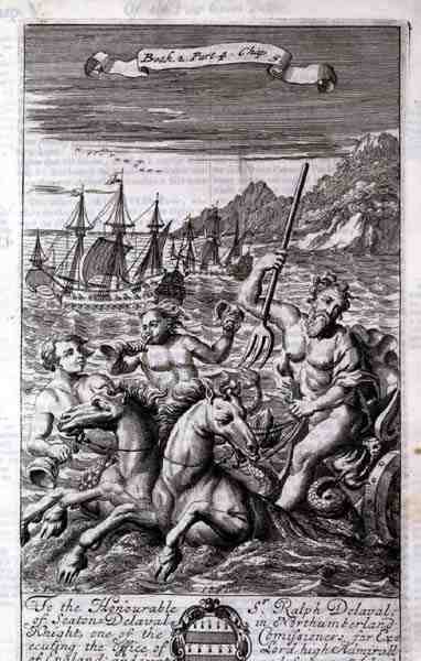 Neptun w swoim rydwanie, ilustracja z Księgi 2, część 4, rozdział 5 „Zasady filozofii” Anthony