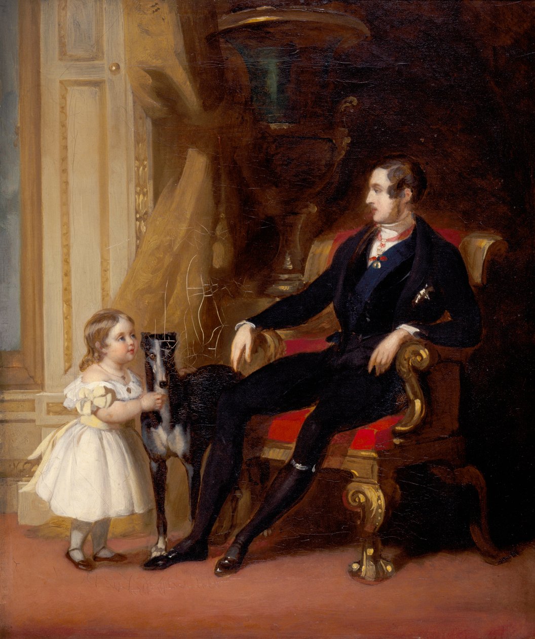 Albert Prince Consort z księżniczką Victorią i Eosem, c1843 autorstwa G Lucas