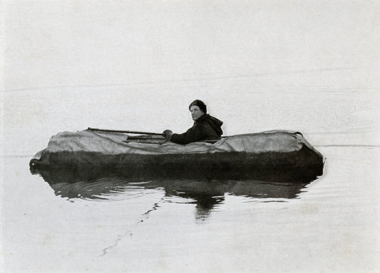 Campbell pływający w kajaku, 1911, 1913 autorstwa G. Murray Levick