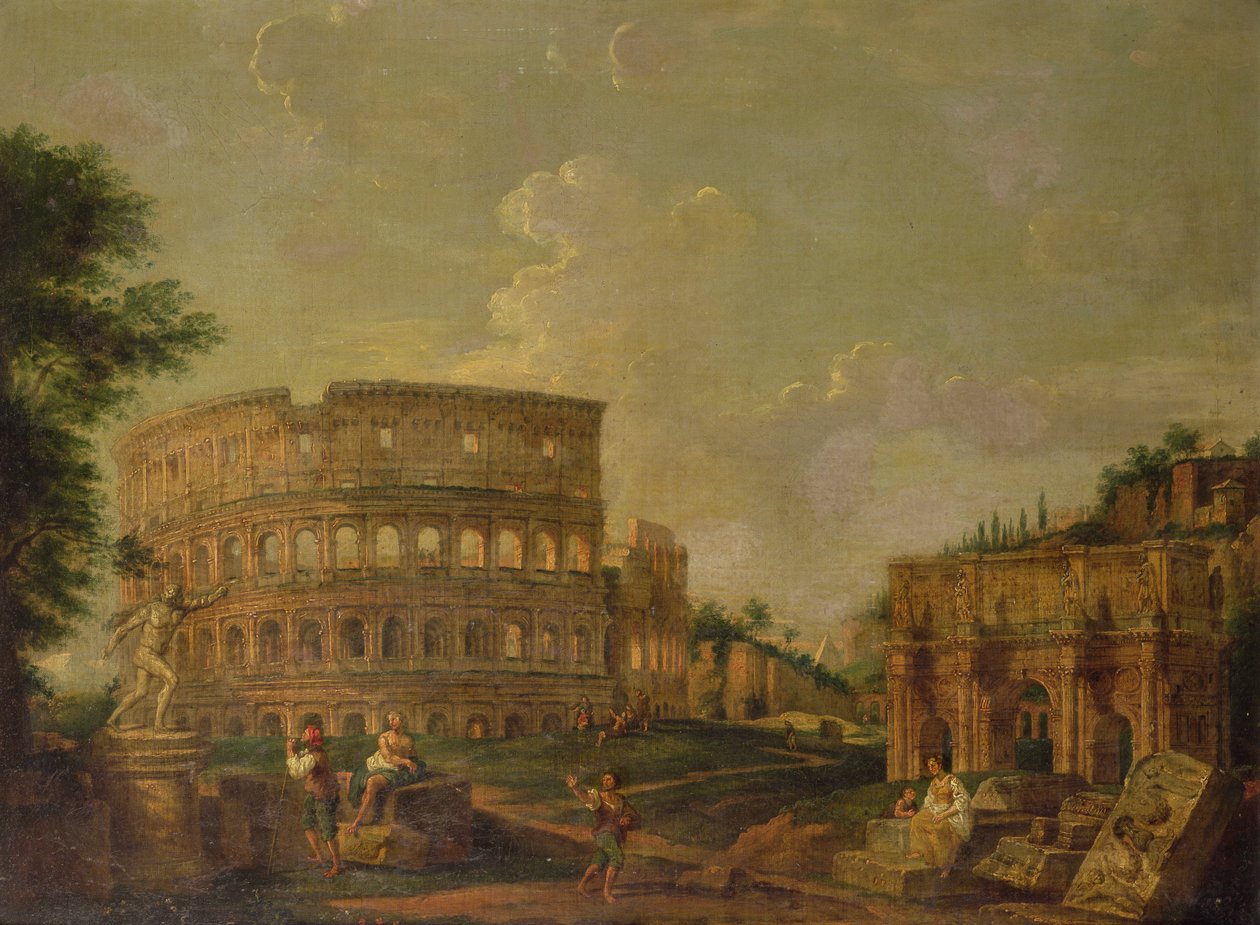 Koloseum z Łukiem Konstantyna, ok. 1730 (olej na płótnie) autorstwa G. P. (attr. to) Pannini or Panini