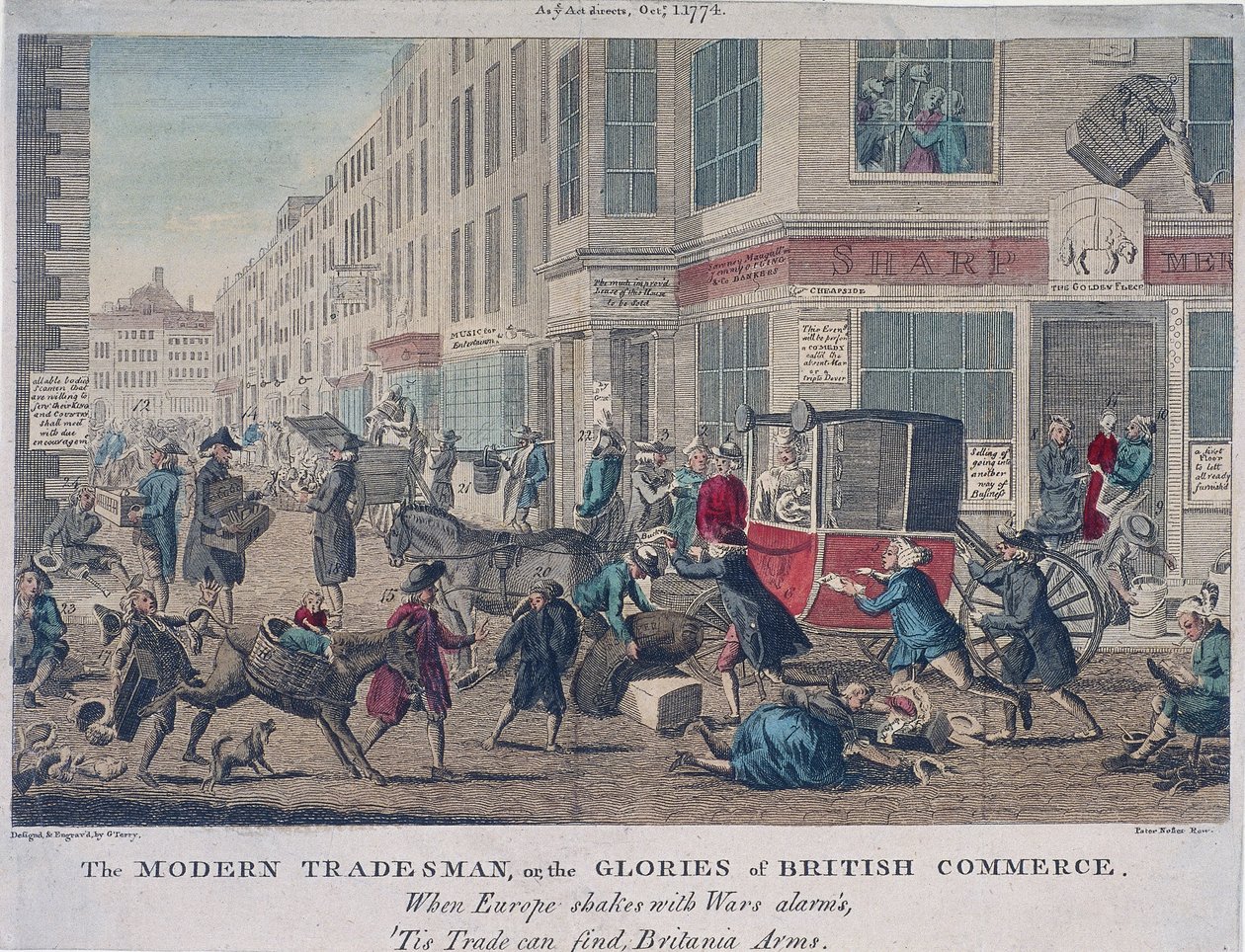 „Nowoczesny kupiec, czyli chwały brytyjskiego handlu”, 1774” autorstwa G Terry