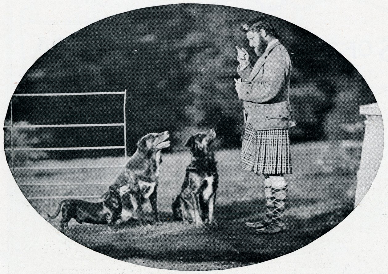 Pan Francis Clark, The Queens Gillie, z trzema swoimi ulubionymi psami, c1899, 1901 autorstwa G. W. Wilson and Company