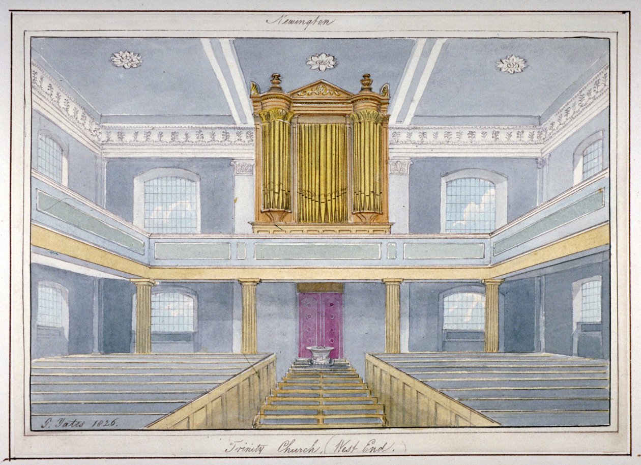 Wnętrze kościoła Świętej Trójcy, Newington, Southwark, Londyn, 1826 autorstwa G Yates
