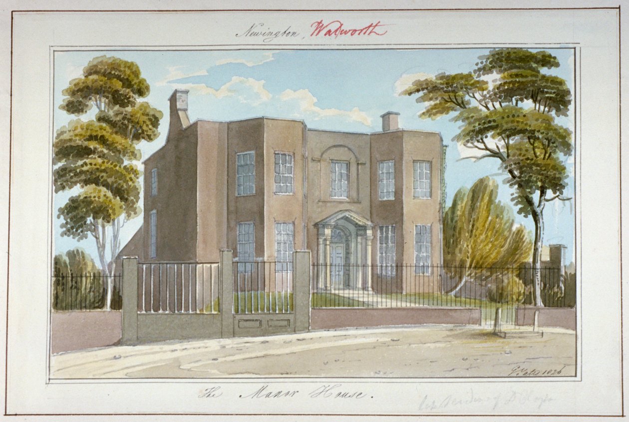 Manor House, Newington, Southwark, Londyn, 1826 autorstwa G Yates