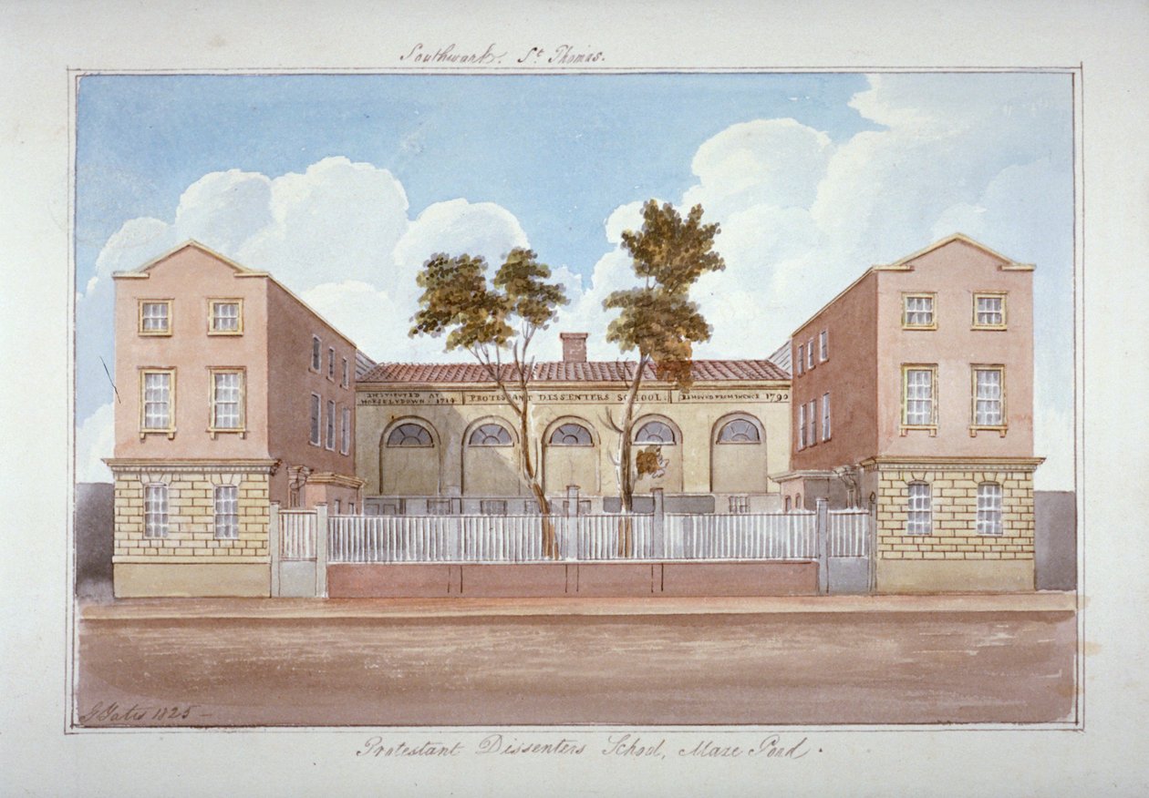 Protestancka szkoła dysydentów, Maze Pond, Bermondsey, Londyn, 1825 autorstwa G Yates