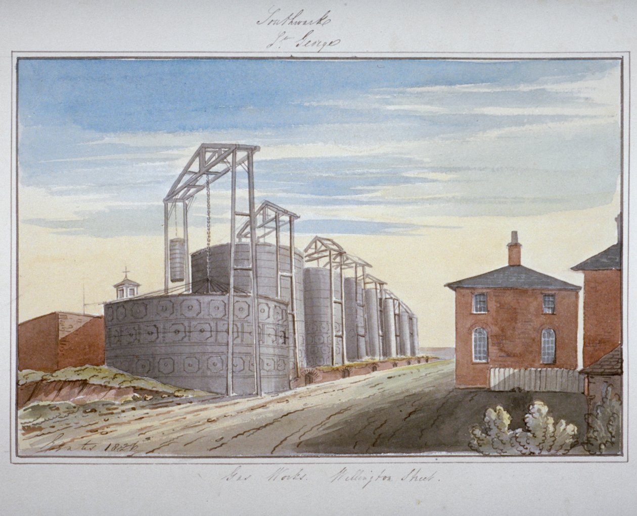 Widok gazowni na Pocock Street, Southwark, Londyn, 1826 autorstwa G Yates