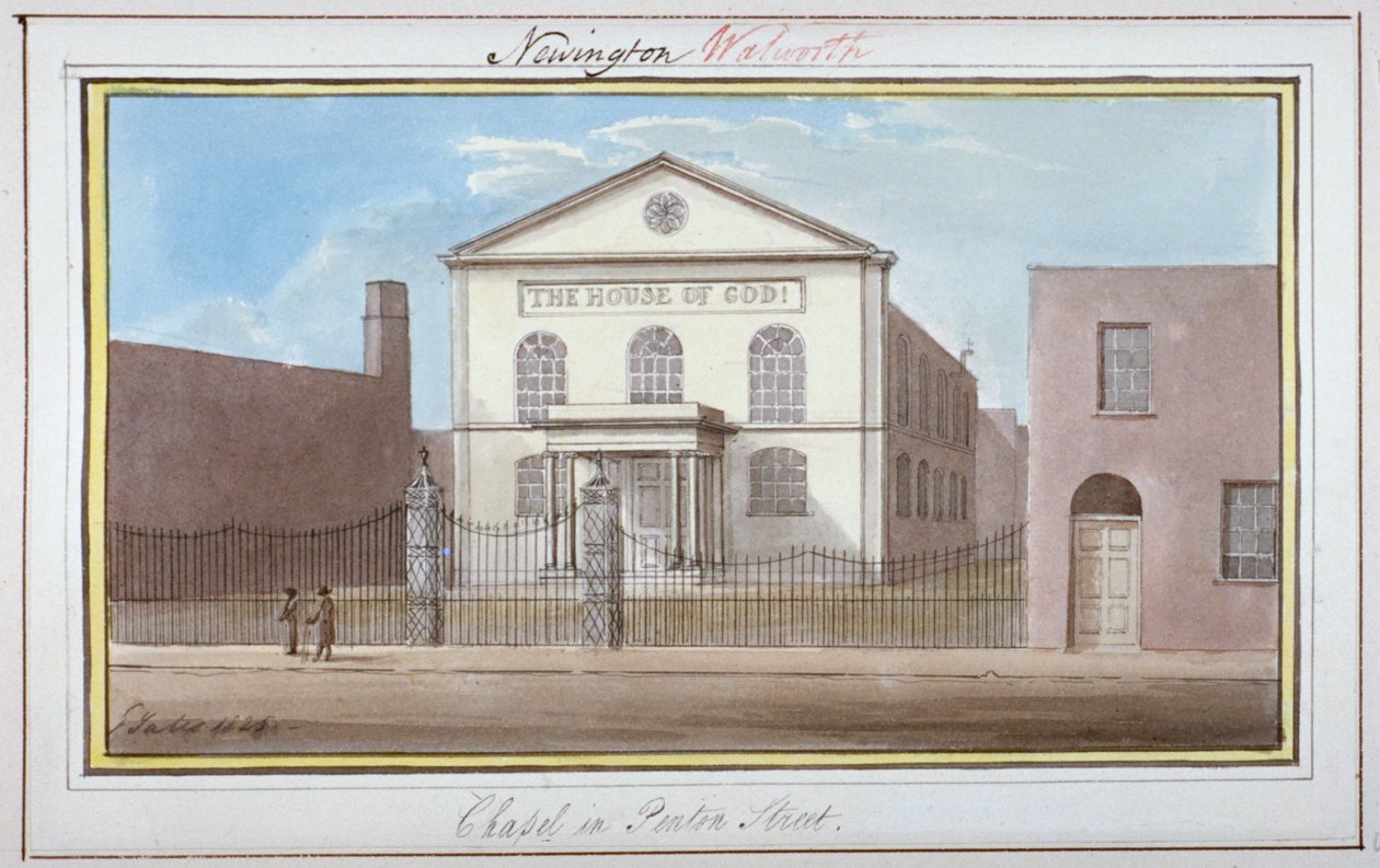 Widok kaplicy przy Penton Street, Southwark, Londyn, 1825 autorstwa G Yates