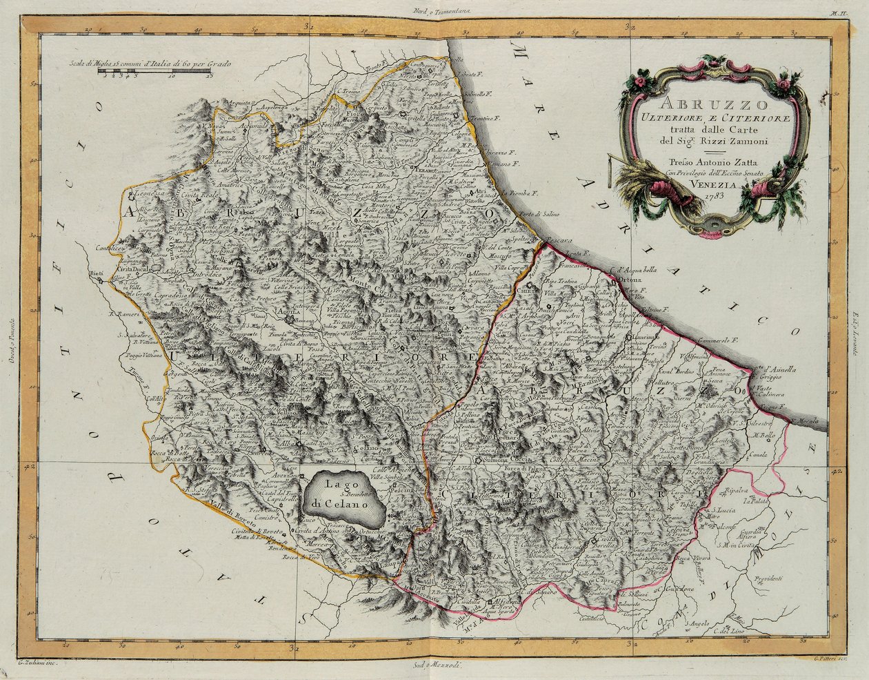 Dalej i dalej Abruzzo, rycina G. Zulianiego zaczerpnięta z Tome II „Najnowszego Atlasu” wydanego w Wenecji w 1783 r. przez Antonio Zattę, zbiory prywatne autorstwa G. Zuliani