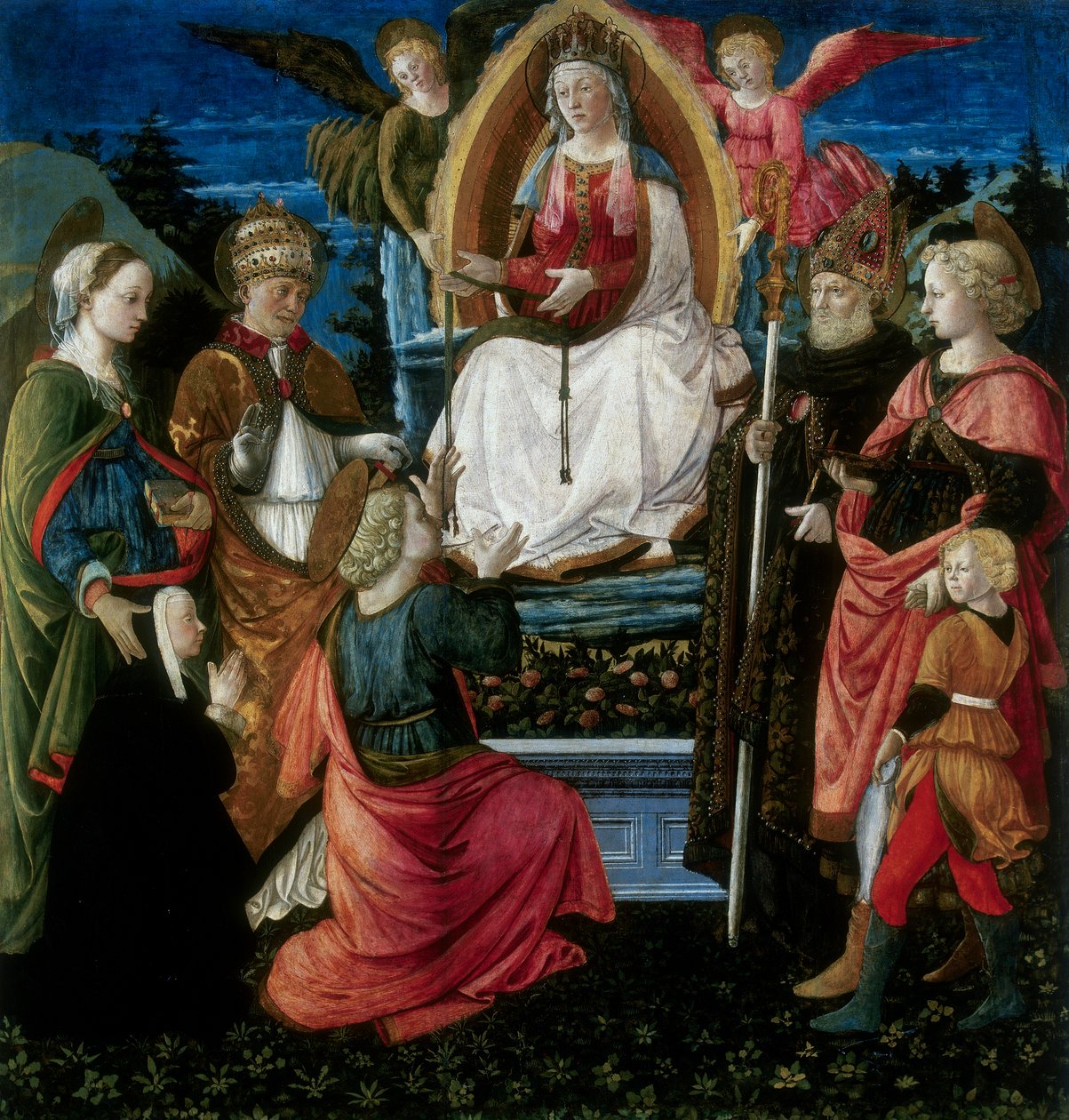 Madonna Pasa ze świętymi autorstwa G. da and Filippi, C. Carpi