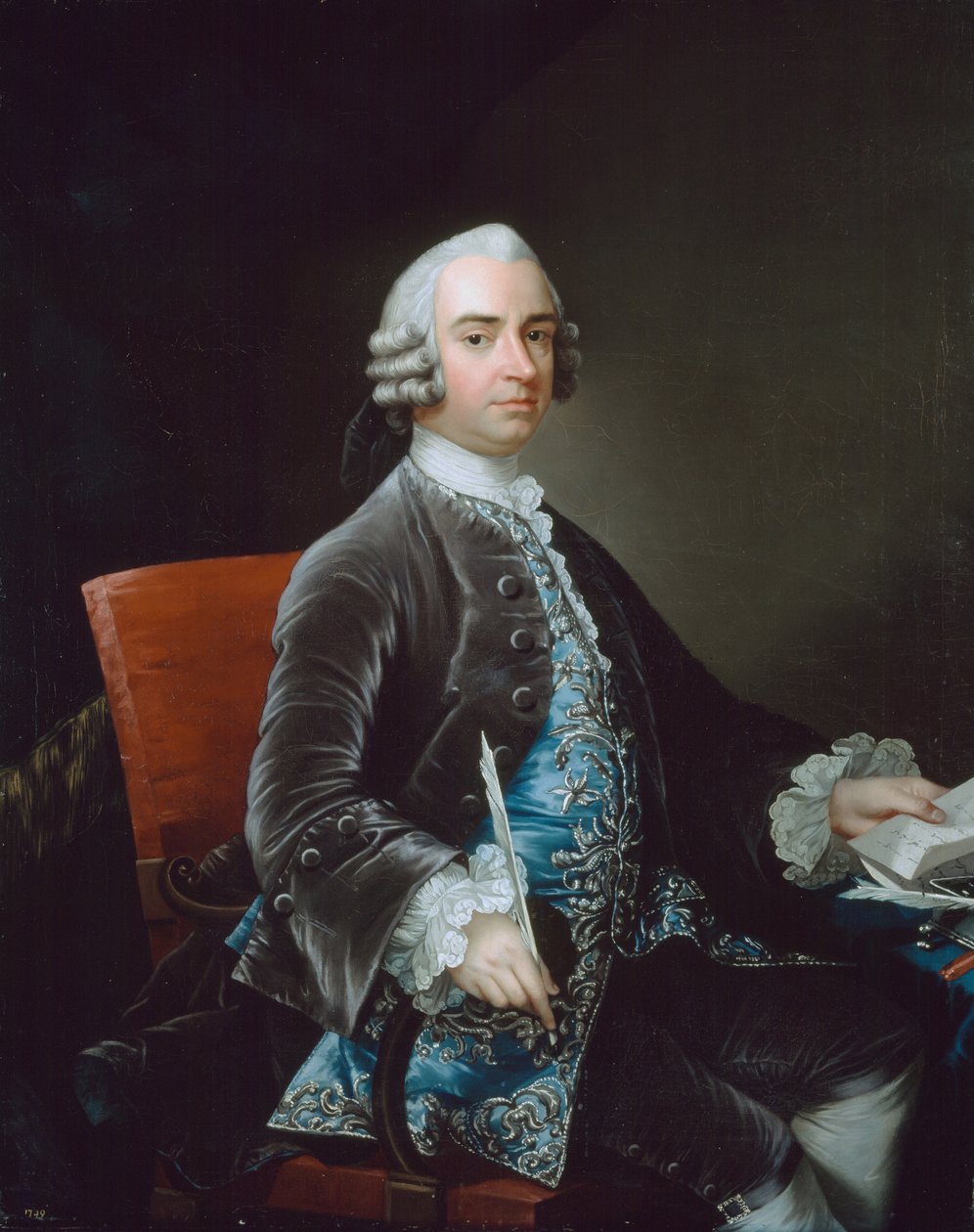 John Larpent (1710-97) główny urzędnik Departamentu Północnego, 1749 autorstwa Gabriel Mathias