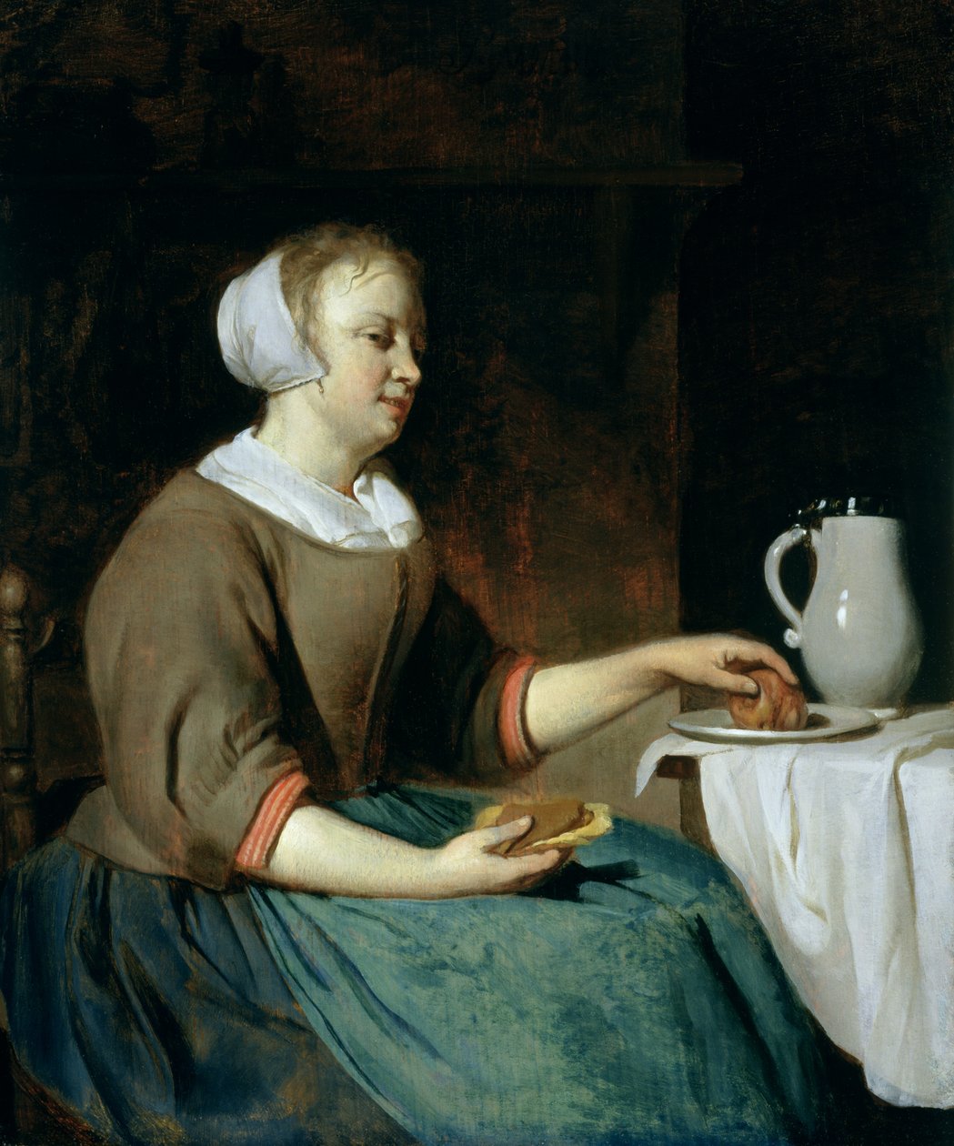 Portret dziewczyny siedzącej przy stole autorstwa Gabriel Metsu