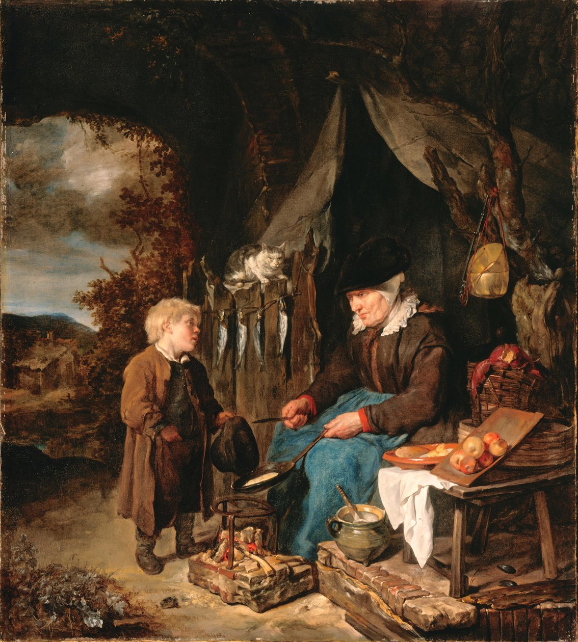 Piekarz naleśnikowy z chłopcem autorstwa Gabriel Metsu