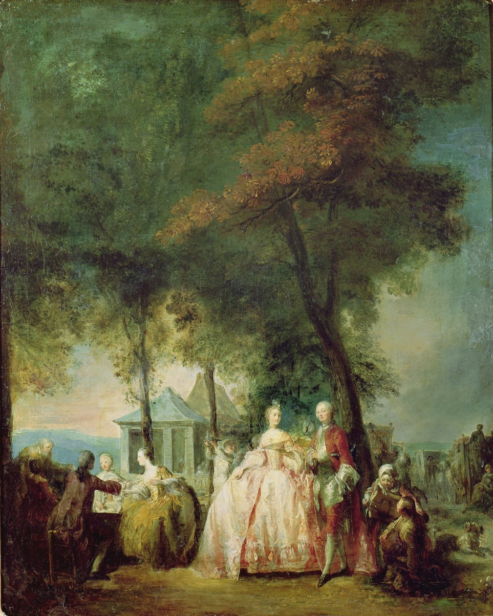 Promenada w Longchamp, ok. 1760 autorstwa Gabriel de Saint Aubin