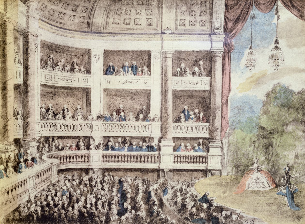 Scena w Operze, ok. 1760 autorstwa Gabriel de Saint Aubin