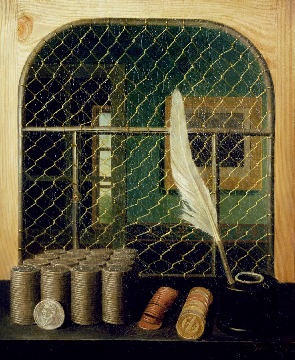 Kasjer z monetami, 1829 autorstwa Gabriel Germain Joncherie