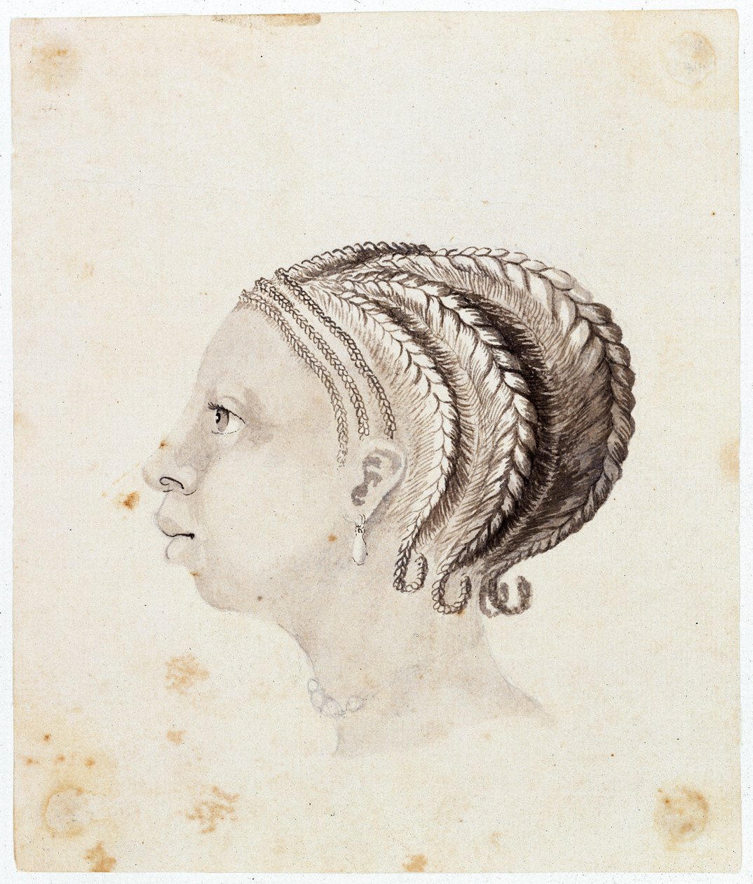 Głowa zachodnioafrykańskiej kobiety, ok. 1775 (akwarela) autorstwa Gabriel Bray
