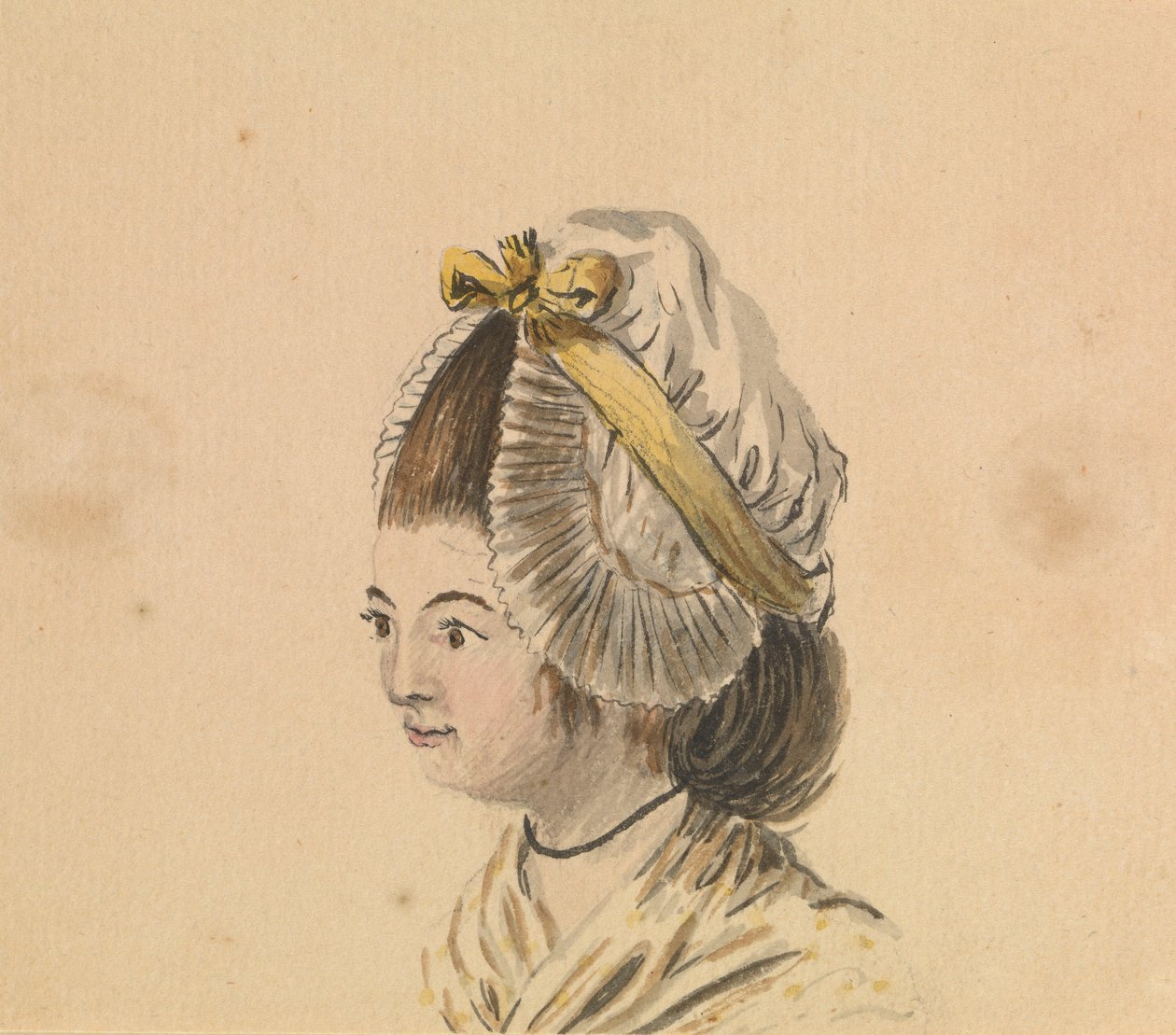 Głowa kobiety w czepku z falbanką, ok. 1774 (akwarela) autorstwa Gabriel Bray