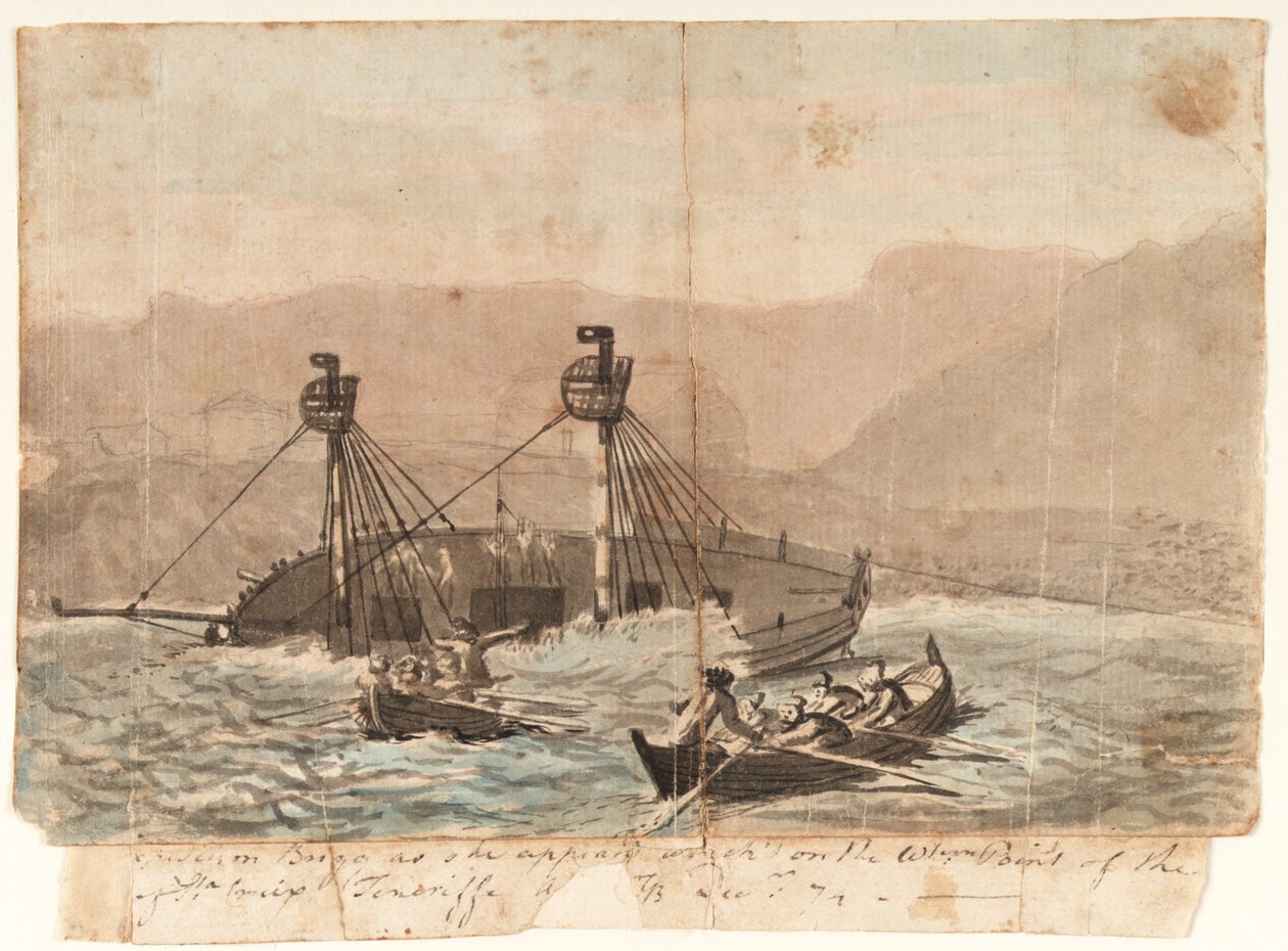 Ekspedycja Brigg, która rozbiła się na zachodnim krańcu wyspy Sta Cruiz Teneriffe w grudniu 1774 r. autorstwa Gabriel Bray