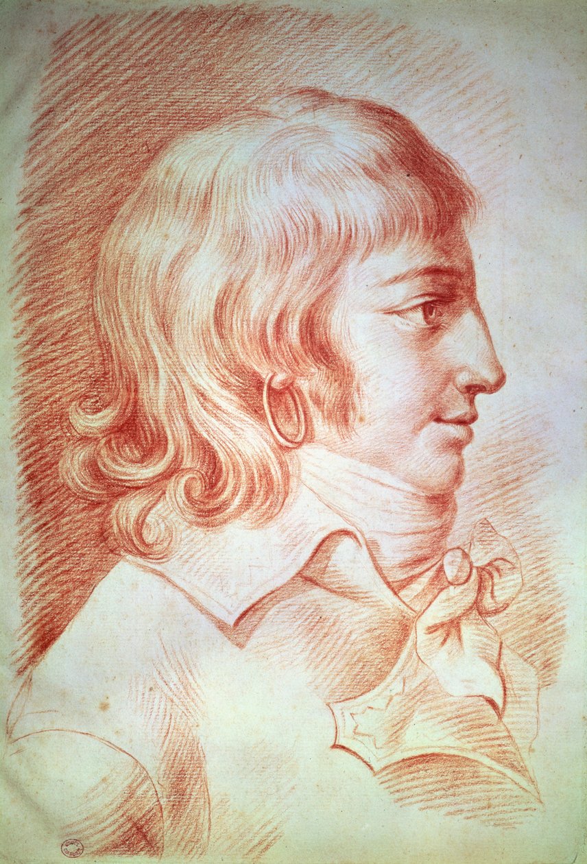 Louis-Antoine-Leon de Saint-Just (1767-94) (czerwona kreda na papierze) autorstwa Gabriel Christophe Guerin
