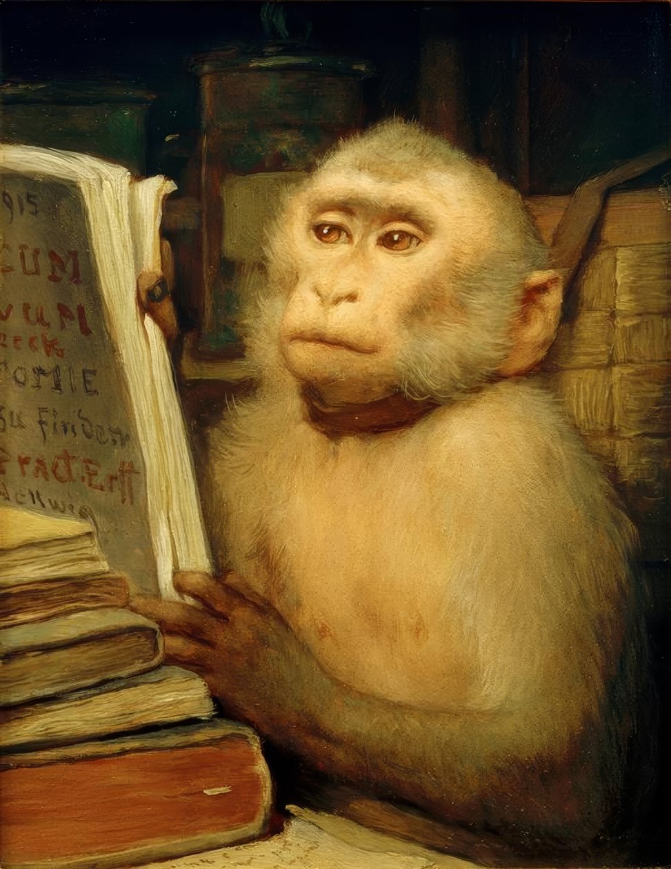 G. v. Max, czytająca małpa autorstwa Gabriel Cornelius Ritter von Max