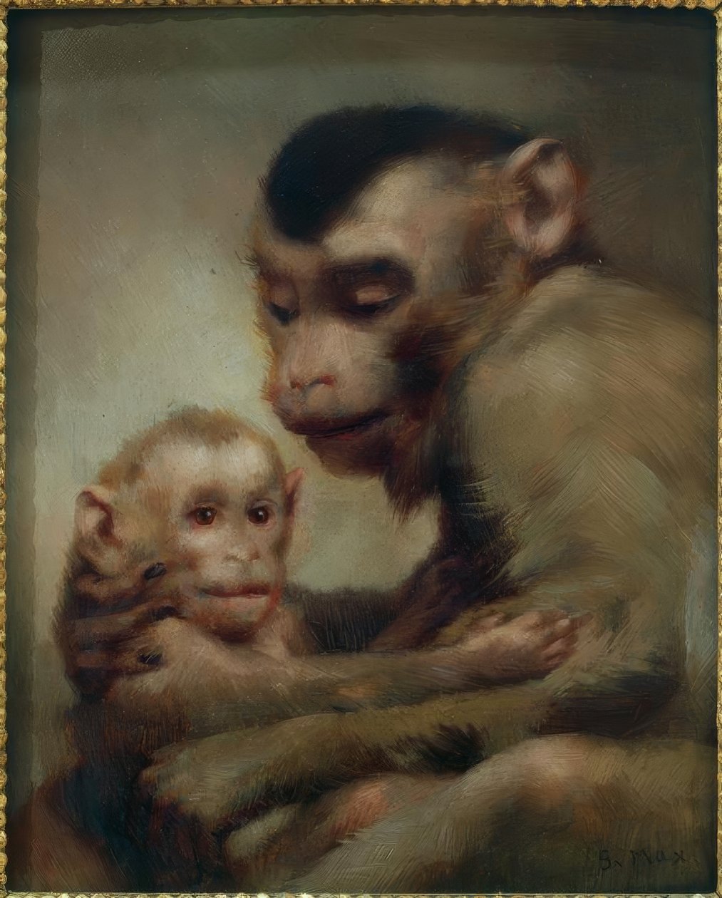 Matka z dzieckiem (małpy) autorstwa Gabriel Cornelius Ritter von Max