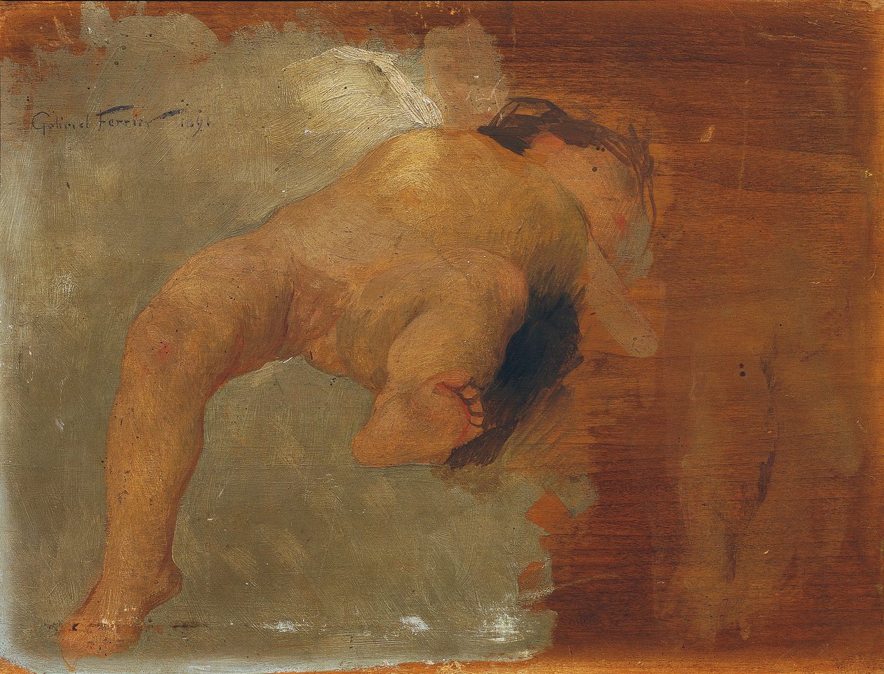 Leżące Putto autorstwa Gabriel Ferrier