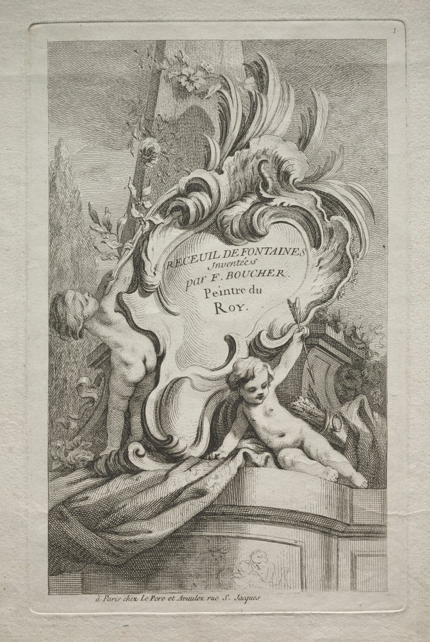 Księga Fontann: nr 1, Strona tytułowa, c. 1736. autorstwa Gabriel Huquier