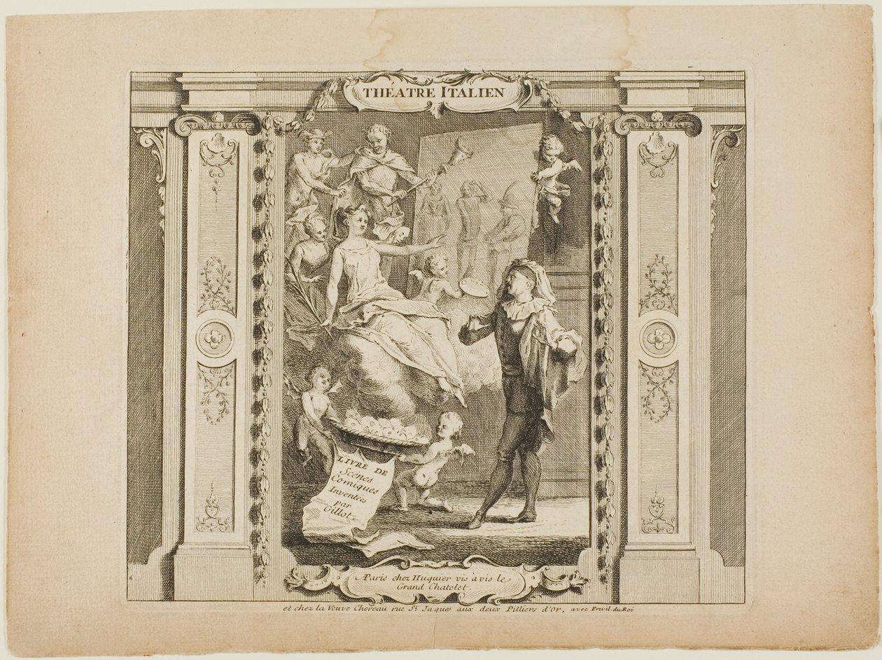 Teatr Włoski, fronton do Livre de Scenes Comiques autorstwa Gabriel Huquier