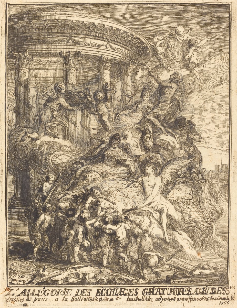 Alegoria małżeństw zawartych przez miasto Paryż przy narodzinach księcia Burgundii autorstwa Gabriel Jacques de Saint Aubin